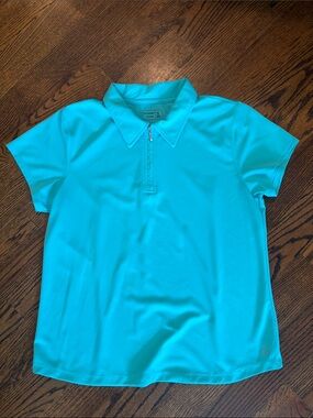 be inspired Aqua Short-Sleeve Zip Polo